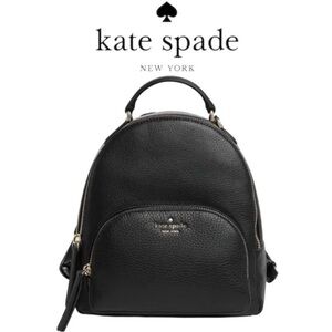 Kate Spade Black Leather Jackson Bag with Soft Gold Logo